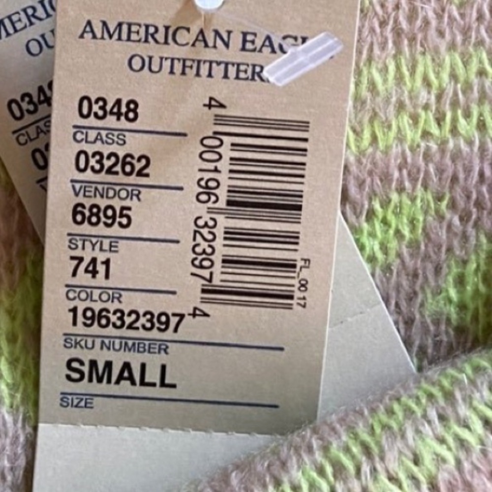 American‎ Eagle AE womens size small s sweater taupe and green cozy festive wool - Picture 4 of 4